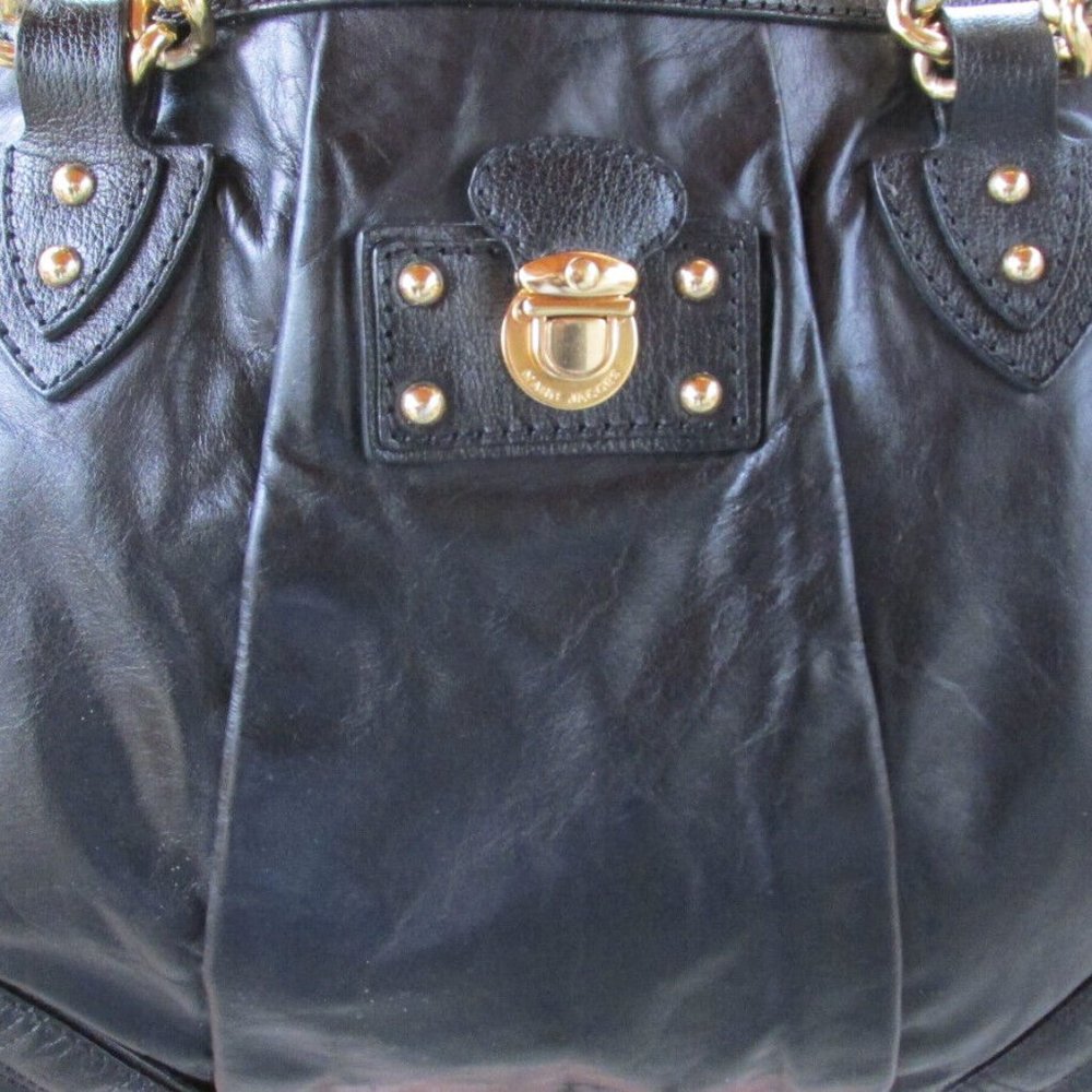 MARC JACOBS - authentic BLACK Quilted Leather Chunky Gold Chain handles handbag - Picture 2 of 7